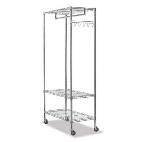 Wire Shelving Garment Rack, 30 Garments, 36w X 18d X 75h, Silver