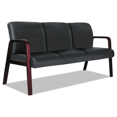 Alera Reception Lounge Wl 3-seat Sofa, 65.75 X 26.13 X 33, Black-mahogany