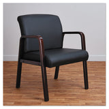Alera Reception Lounge Wl Series Guest Chair, 24.21'' X 26.14'' X 32.67'', Black Seat-black Back, Mahogany Base