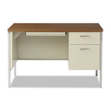 Single Pedestal Steel Desk, 45.25" X 24" X 29.5", Cherry-putty