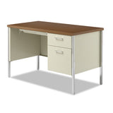 Single Pedestal Steel Desk, 45.25" X 24" X 29.5", Cherry-putty