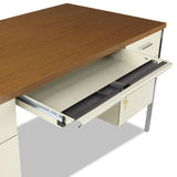 Double Pedestal Steel Desk, 60" X 30" X 29.5", Cherry-putty