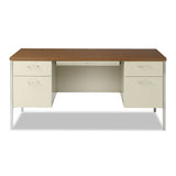 Double Pedestal Steel Desk, 60" X 30" X 29.5", Cherry-putty