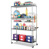 Nsf Certified Industrial 4-shelf Wire Shelving Kit, 36w X 24d X 72h, Silver