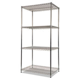 Nsf Certified Industrial 4-shelf Wire Shelving Kit, 36w X 24d X 72h, Silver