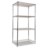 Nsf Certified Industrial 4-shelf Wire Shelving Kit, 36w X 24d X 72h, Silver