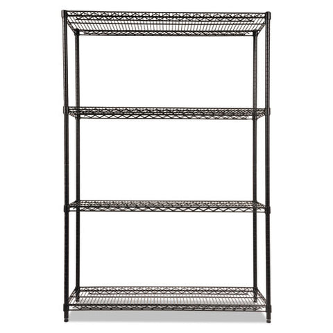 Nsf Certified Industrial 4-shelf Wire Shelving Kit, 48w X 18d X 72h, Black
