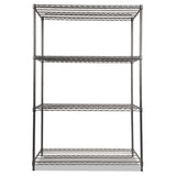Wire Shelving Starter Kit, Four-shelf, 48w X 24d X 72h, Black Anthracite