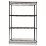 Nsf Certified Industrial 4-shelf Wire Shelving Kit, 48w X 24d X 72h, Black