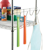 Hook Bars For Wire Shelving, Four Hooks, 18" Deep, Silver, 2 Bars-pack