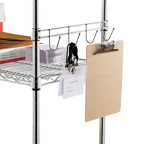 Hook Bars For Wire Shelving, Four Hooks, 18" Deep, Silver, 2 Bars-pack