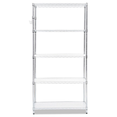 5-shelf Wire Shelving Kit With Casters And Shelf Liners, 36w X 18d X 72h, Silver