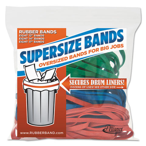 Supersize Bands, 0.25" Width X Assorted Lengths, 4060 Psi Max Elasticity, Assorted Colors, 24-pack