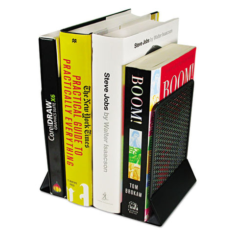 Urban Collection Punched Metal Bookends, 6 1-2 X 6 1-2 X 5 1-2, Black