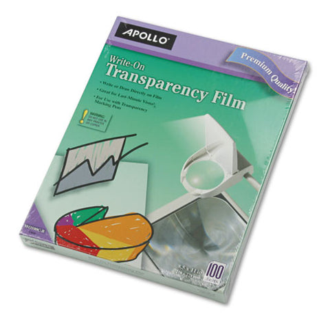 Write-on Transparency Film, Letter, Clear, 100-box