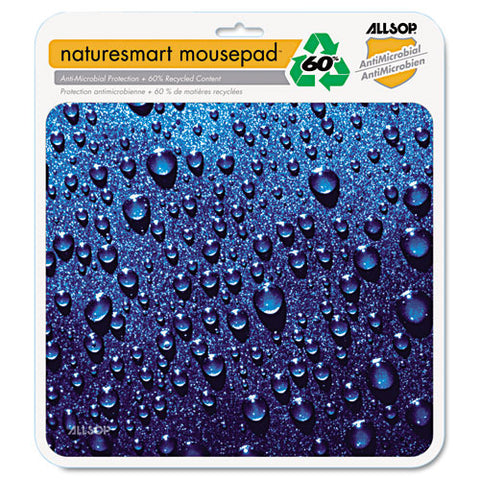 Naturesmart Mouse Pad, Raindrops Design, 8 1-2 X 8 X 1-10