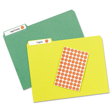 Handwrite Only Self-adhesive Removable Round Color-coding Labels, 0.5" Dia., Neon Red, 60-sheet, 14 Sheets-pack, (5051)