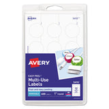 Removable Multi-use Labels, Inkjet-laser Printers, 1" Dia., White, 12-sheet, 50 Sheets-pack, (5410)