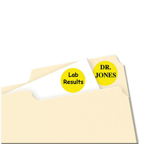 Printable Self-adhesive Removable Color-coding Labels, 0.75" Dia., Neon Yellow, 24-sheet, 42 Sheets-pack, (5470)