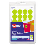 Printable Self-adhesive Removable Color-coding Labels, 0.75" Dia., Neon Yellow, 24-sheet, 42 Sheets-pack, (5470)