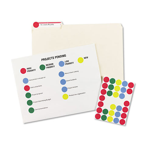 Printable Self-adhesive Removable Color-coding Labels, 0.75" Dia., Assorted Colors, 24-sheet, 42 Sheets-pack, (5472)