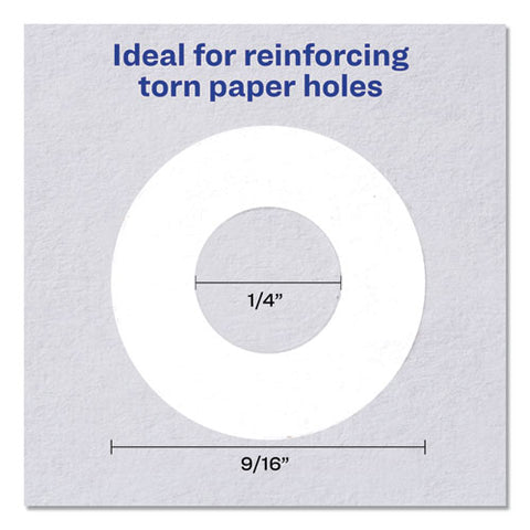 Dispenser Pack Hole Reinforcements, 1-4" Dia, White, 1000-pack, (5720)