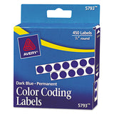 Handwrite-only Permanent Self-adhesive Round Color-coding Labels In Dispensers, 0.25" Dia., Dark Blue, 450-roll, (5793)