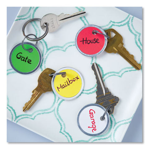 Key Tags With Split Ring, 1 1-4 Dia, Assorted Colors, 50-pack