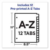 Durable Preprinted Plastic Tab Dividers, 12-tab, A To Z, 11 X 8.5, Assorted, 1 Set