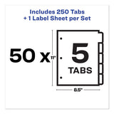 Print And Apply Index Maker Clear Label Dividers, 5 White Tabs, Letter, 50 Sets