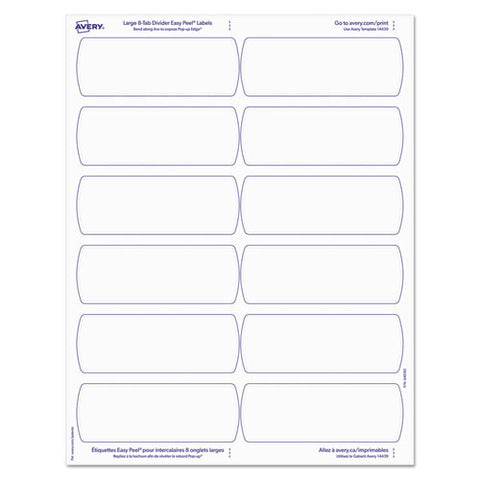 Big Tab Printable Large White Label Tab Dividers, 8-tab, Letter, 20 Per Pack