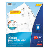 Big Tab Printable Large White Label Tab Dividers, 8-tab, Letter, 20 Per Pack