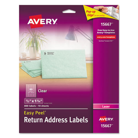 Matte Clear Easy Peel Mailing Labels W- Sure Feed Technology, Laser Printers, 0.5 X 1.75, Clear, 80-sheet, 10 Sheets-pack