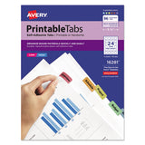 Printable Plastic Tabs With Repositionable Adhesive, 1-5-cut Tabs, Assorted Colors, 1.25" Wide, 96-pack