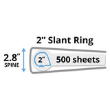 Durable View Binder With Durahinge And Slant Rings, 3 Rings, 2" Capacity, 11 X 8.5, White, 4-pack