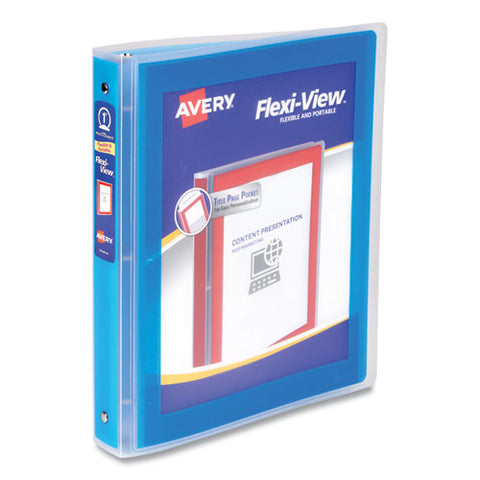 Flexi-view Binder With Round Rings, 3 Rings, 1" Capacity, 11 X 8.5, Blue
