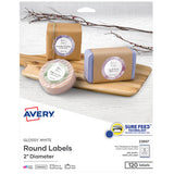 Round Print-to-the Edge Labels With Sure Feed And Easy Peel, 2" Dia, Glossy White, 120-pk