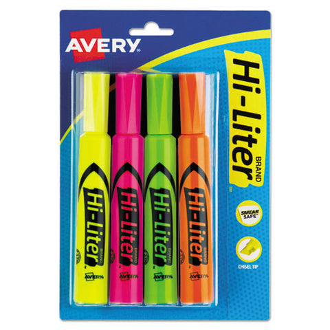 Hi-liter Desk-style Highlighters, Chisel Tip, Assorted Colors, 4-set