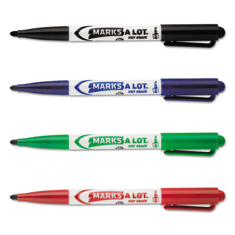 Marks A Lot Pen-style Dry Erase Marker, Medium Bullet Tip, Assorted Colors, 4-set