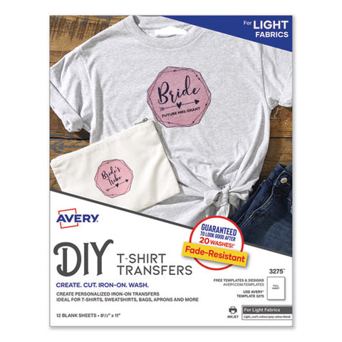 Fabric Transfers, 8.5 X 11, White, 12-pack