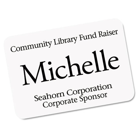Ecofriendly Adhesive Name Badge Labels, 3.38 X 2.33, White, 160-box