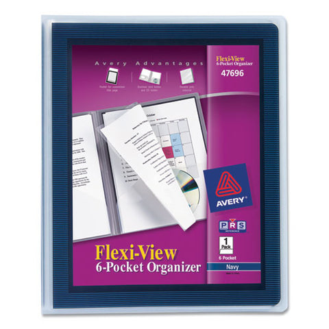 Flexi-view Six-pocket Polypropylene Organizer, 150-sheet Cap., Translucent-navy
