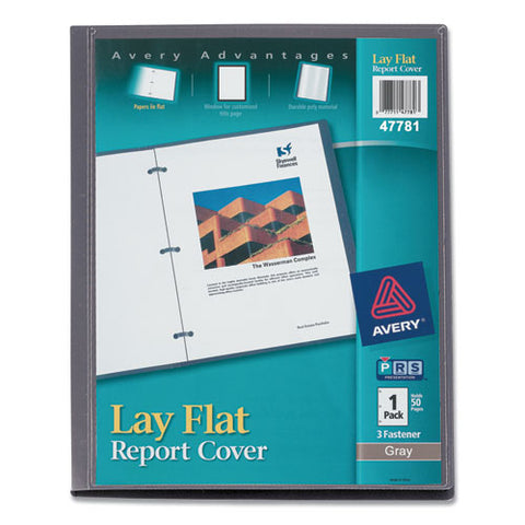 Lay Flat View Report Cover With Flexible Fastener, Letter, 1-2" Cap, Clear-gray