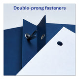 Two-pocket Folder, Prong Fastener, Letter, 1-2" Capacity, Dark Blue, 25-box