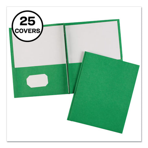 Two-pocket Folder, Prong Fastener, Letter, 1-2" Capacity, Green, 25-box