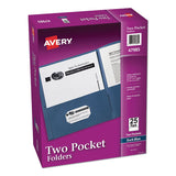 Two-pocket Folder, 40-sheet Capacity, Dark Blue, 25-box