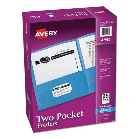 Two-pocket Folder, 40-sheet Capacity, Light Blue, 25-box