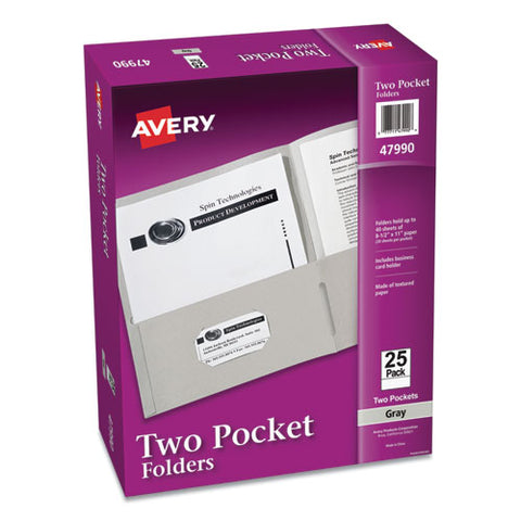 Two-pocket Folder, 40-sheet Capacity, Gray, 25-box