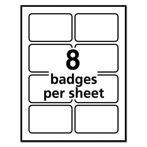 Flexible Adhesive Name Badge Labels, 3.38 X 2.33, White-red Border, 400-box