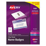 Clip-style Name Badge Holder With Laser-inkjet Insert, Top Load, 4 X 3, White, 40-box